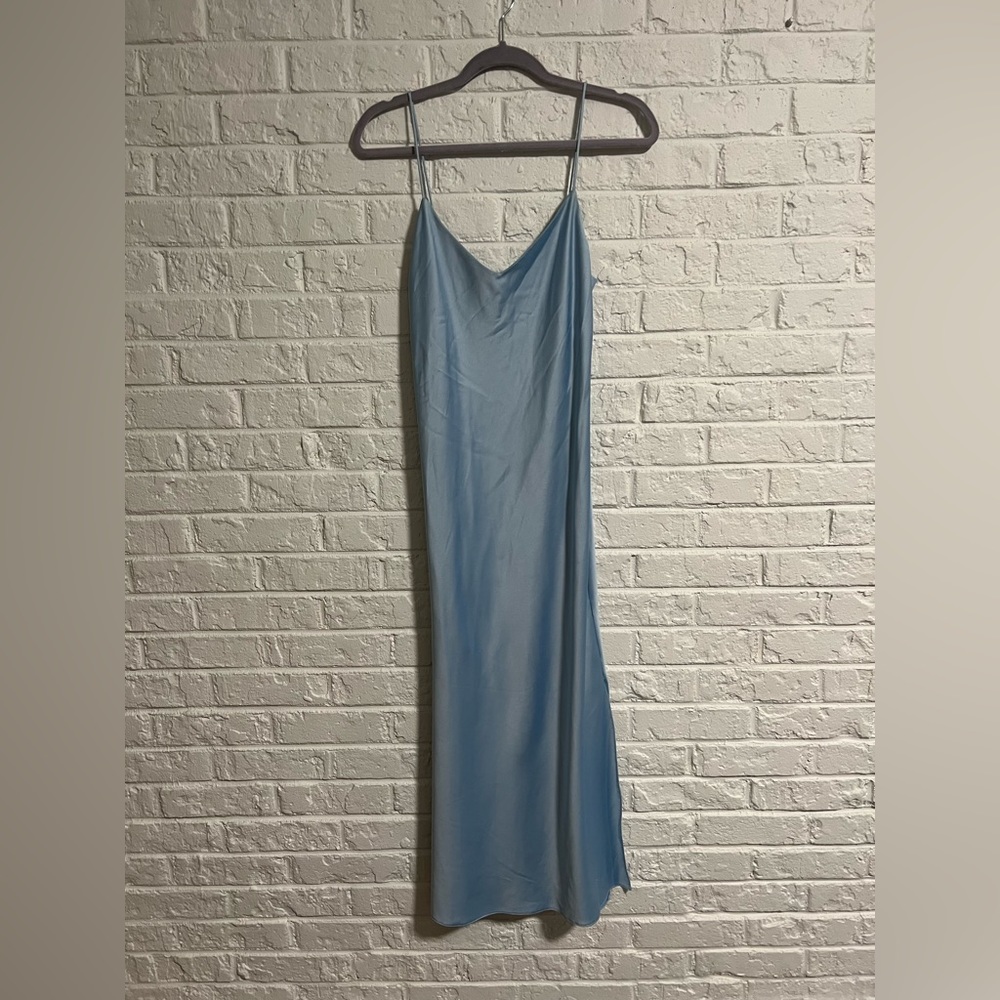 Baby blue Satin column dress